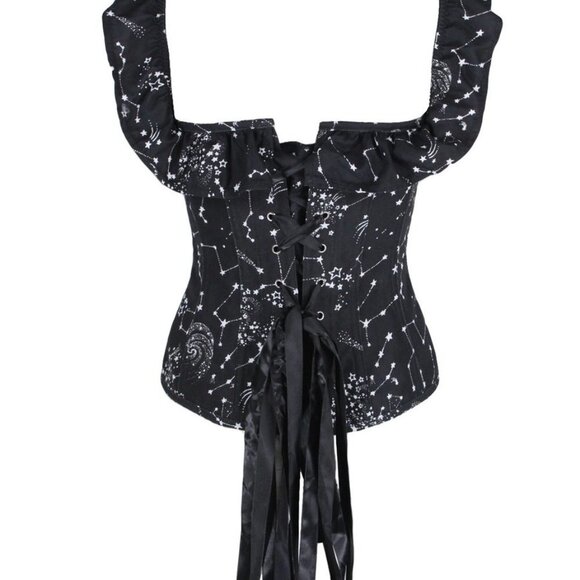 Corset Story Astronomy Print Sleeved Corset Top 8 - Picture 3 of 7